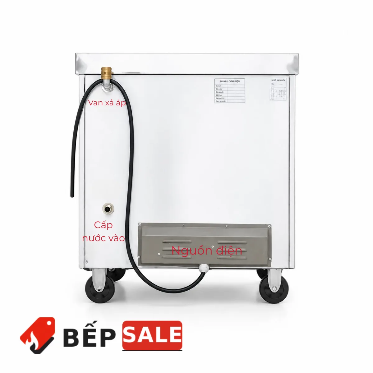 Mặt sau Tủ nấu cơm 4 khay dùng điện TCD-4