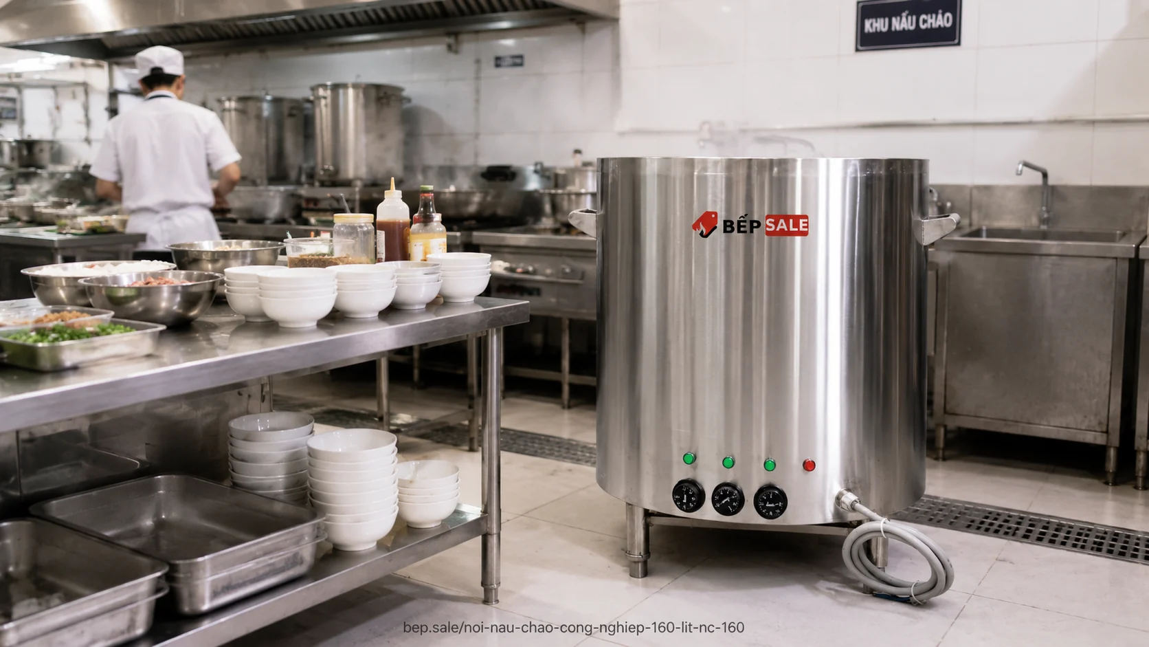 Quy mô sử dụng nồi nấu cháo công nghiệp NC-160 dung tích 160 lít