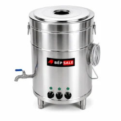 Nồi nấu phở mâm nhiệt 100 lít NP-100 inox góc nghiêng 45 độ