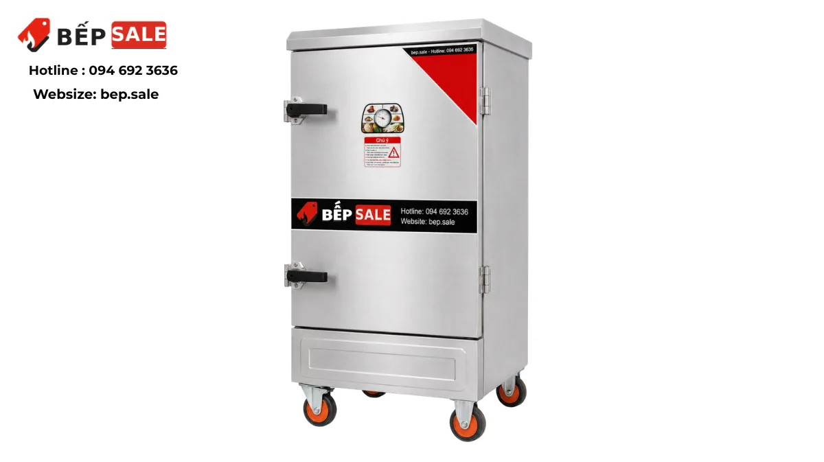 Tủ nấu cơm 10 khay dùng điện TCD-10 BẾP SALE trên nền trắng