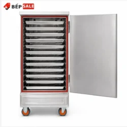 Chụp tổng thể tủ nấu cơm 12 khay dùng điện TCD-12 trên nền sạch, thấy rõ dáng tủ đứng và mặt trước sản phẩm.