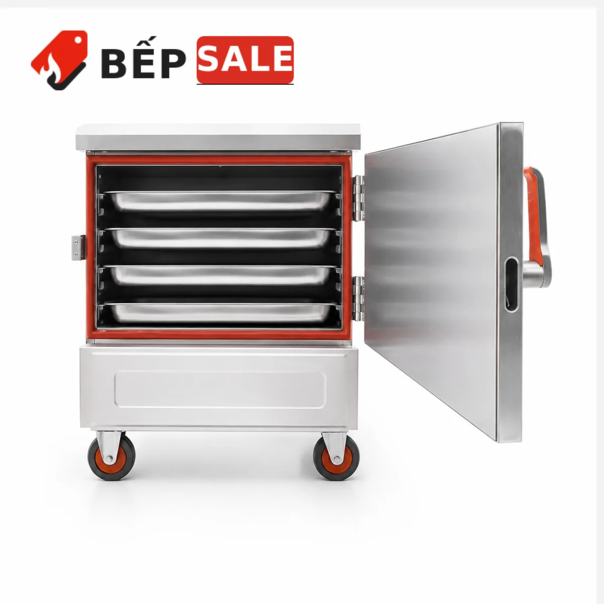 Tủ nấu cơm 4 khay TCD-4 mở cửa hiển thị bốn khay bên trong