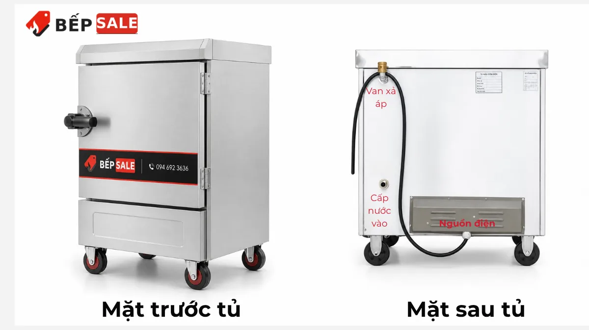 Tủ nấu cơm 4 khay điện, tủ hấp cơm 4 khay điện TCD4