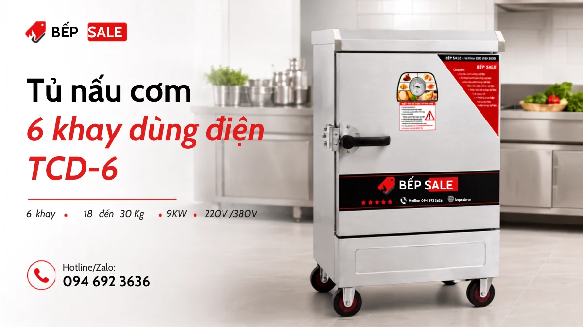 Tủ nấu cơm 6 khay dùng điện TCD-6 công suất 9kW