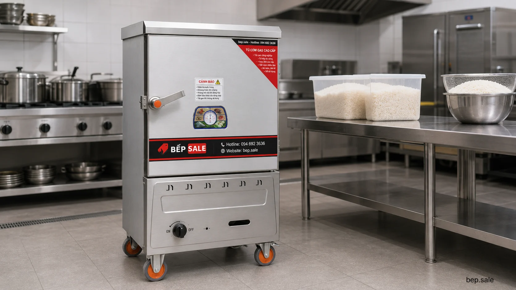 Tủ nấu cơm TCG-6 với lượng gạo nấu 18 đến 30 kg mỗi mẻ