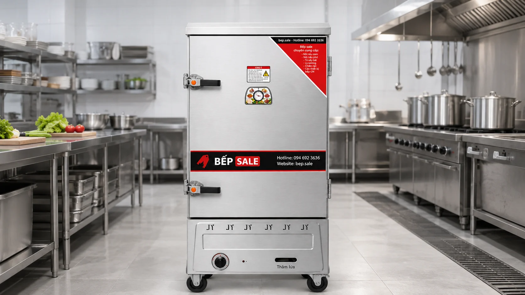 Tủ nấu cơm 8 khay dùng gas TCG-8 trong bếp công nghiệp