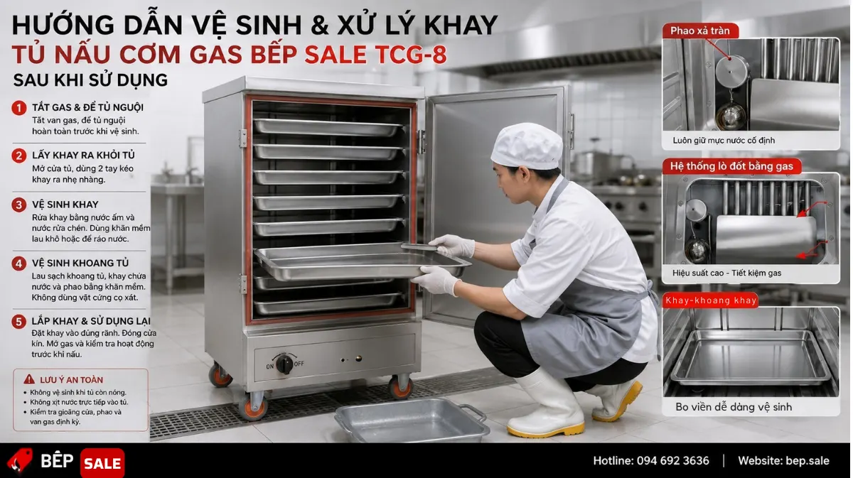 Hướng dẫn sử dụng và vệ sinh tủ nấu cơm gas TCG-8